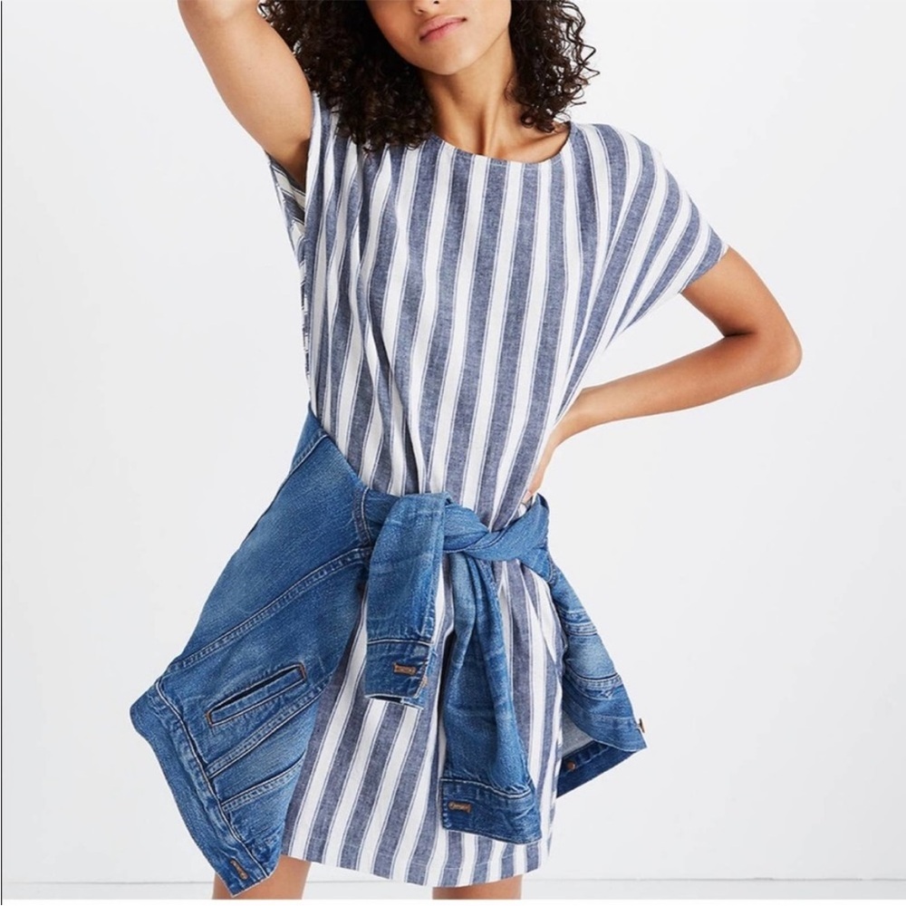 Madewell stripe-play button back tee dress